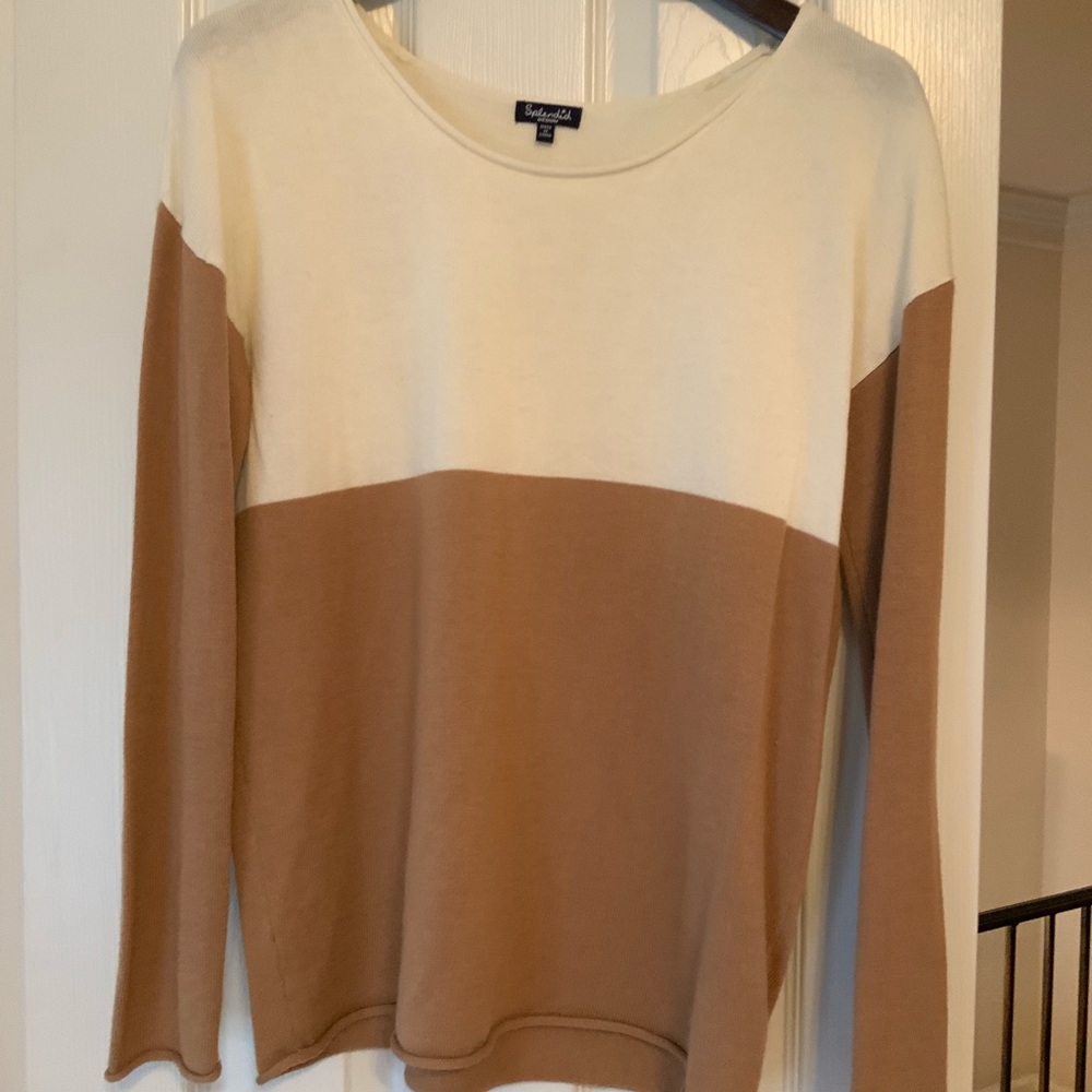 Splendid super soft camel/ivory sweater